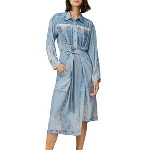 Colovos Blue Printed ‘Denim’ Silk Dress Size 4 US $798